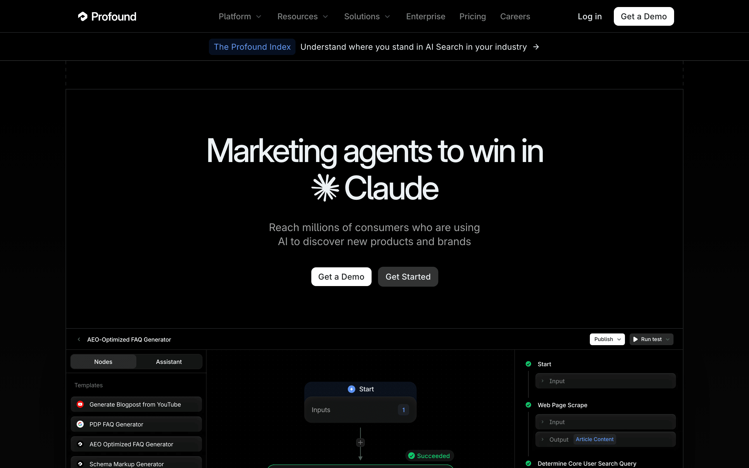 Profound's answer engine optimisation platform, one of several enterprise tools in the AI visibility market.