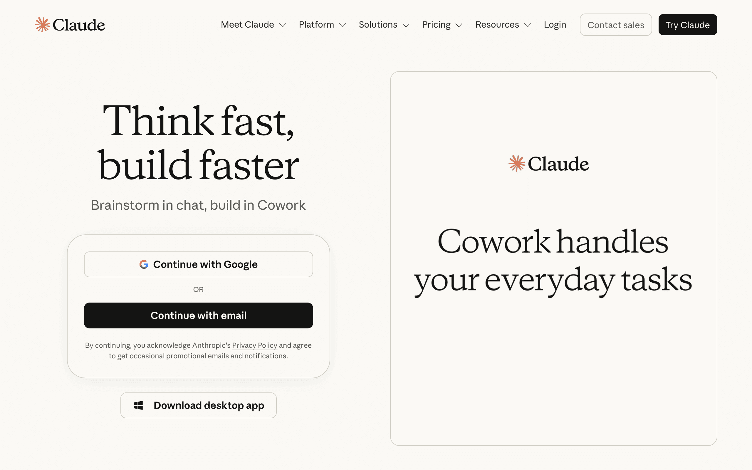 Claude's homepage