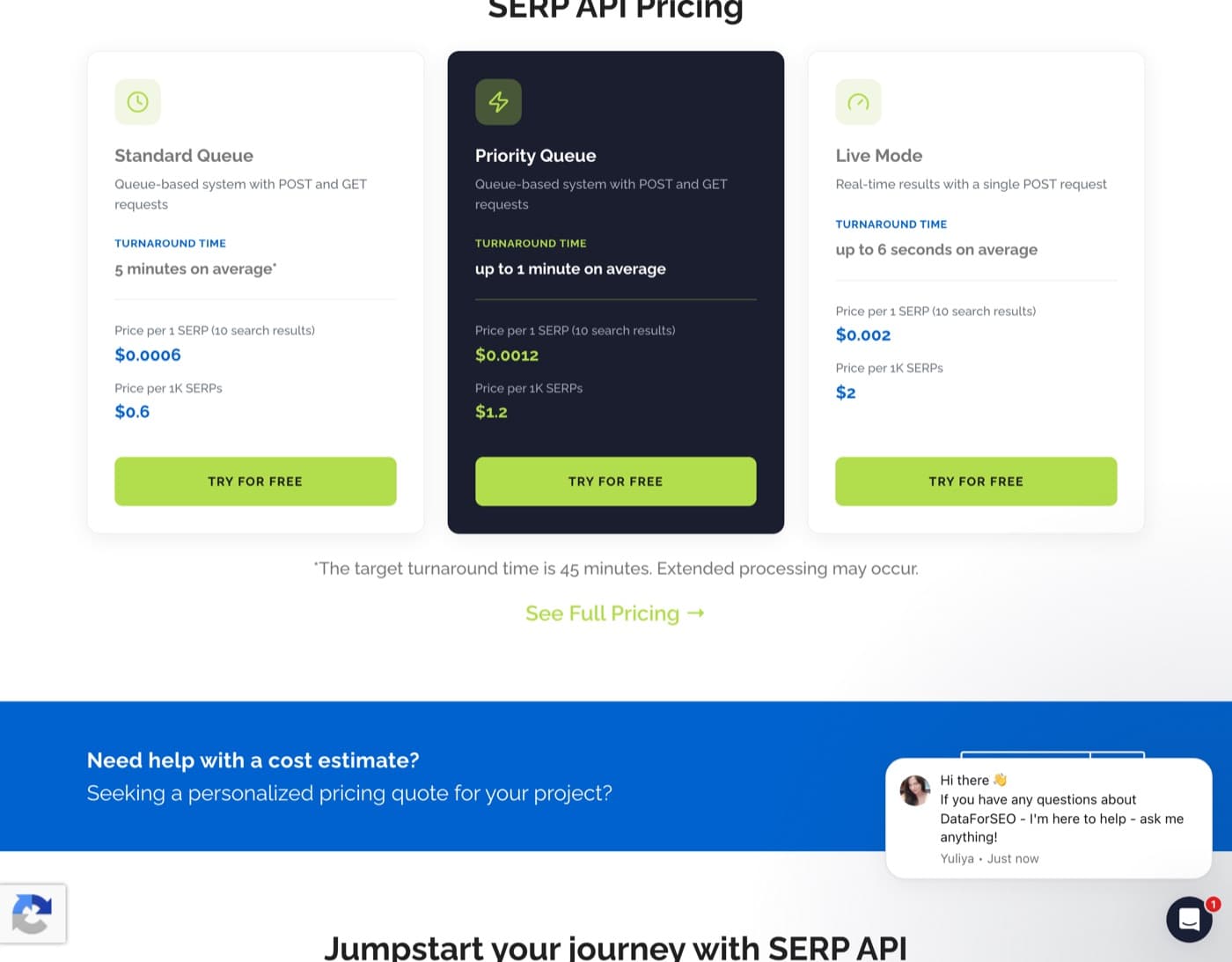 DataForSEO SERP API pricing