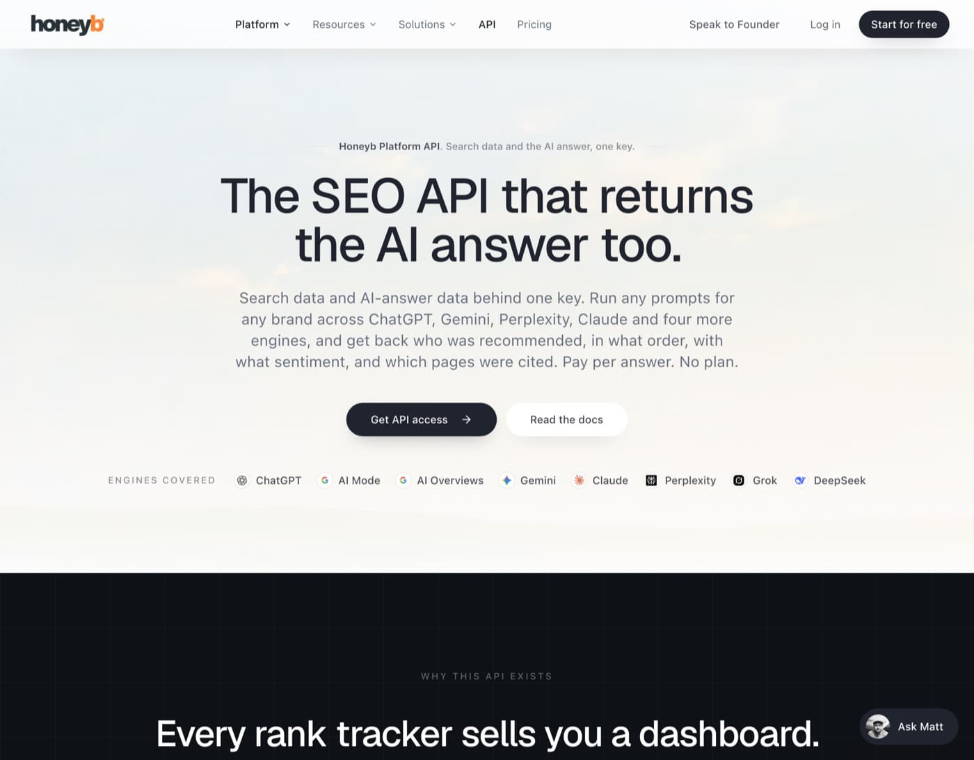 Honeyb API page