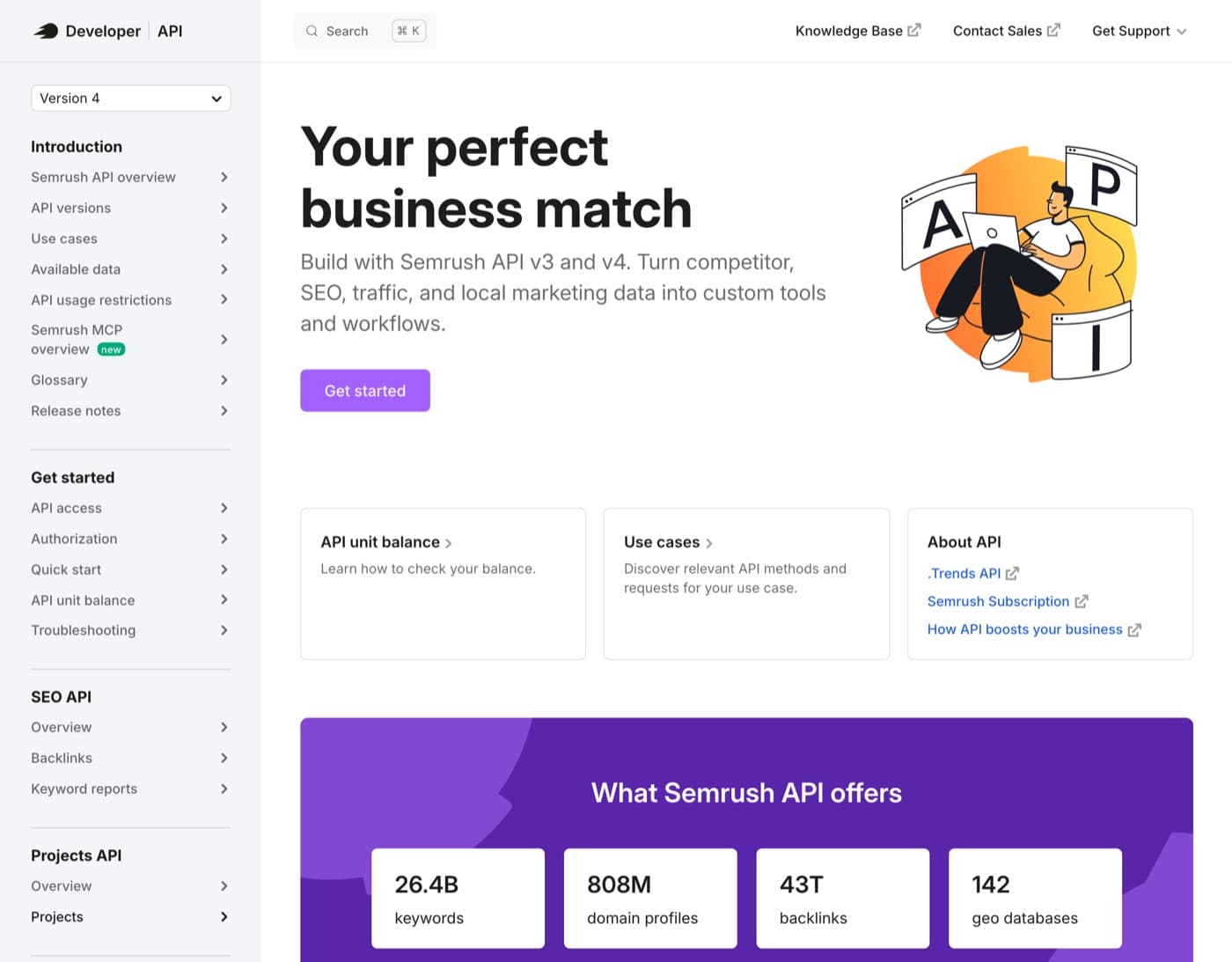 Semrush API developer page