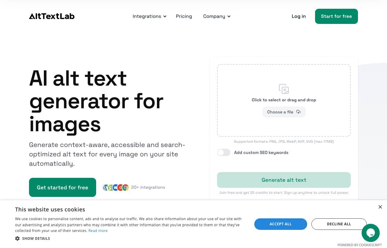 AltTextLab homepage screenshot