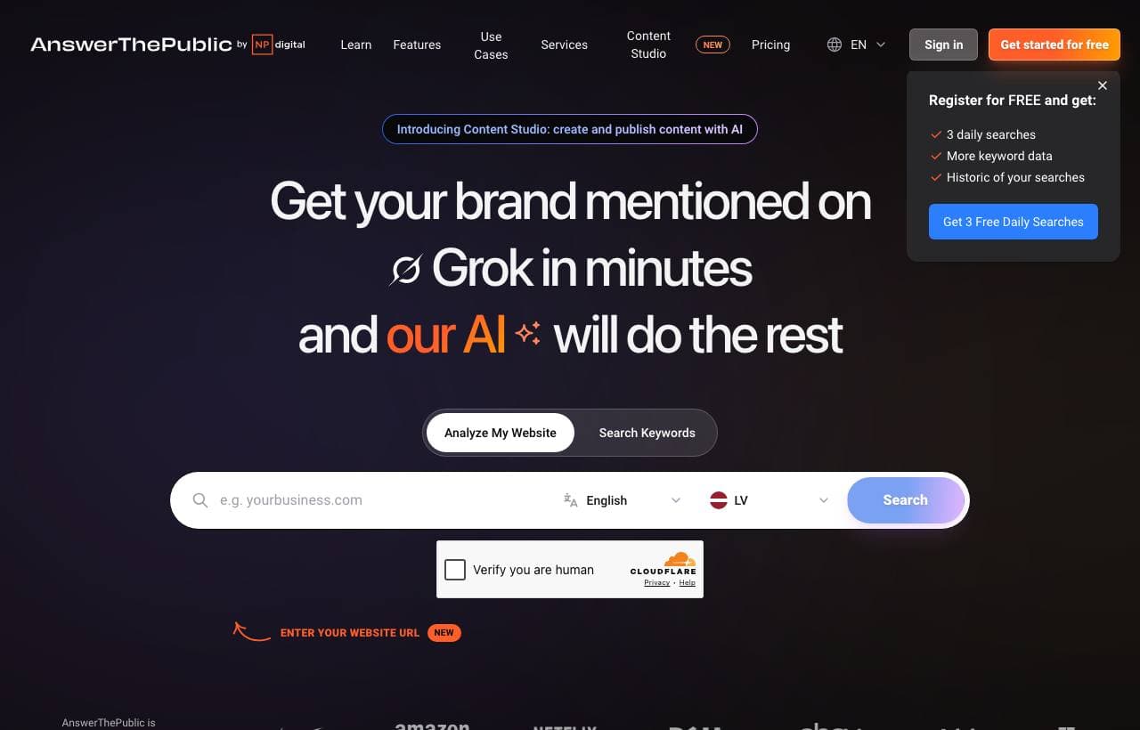 AnswerThePublic homepage screenshot