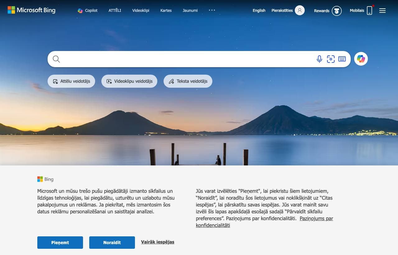Bing Webmaster Tools homepage screenshot