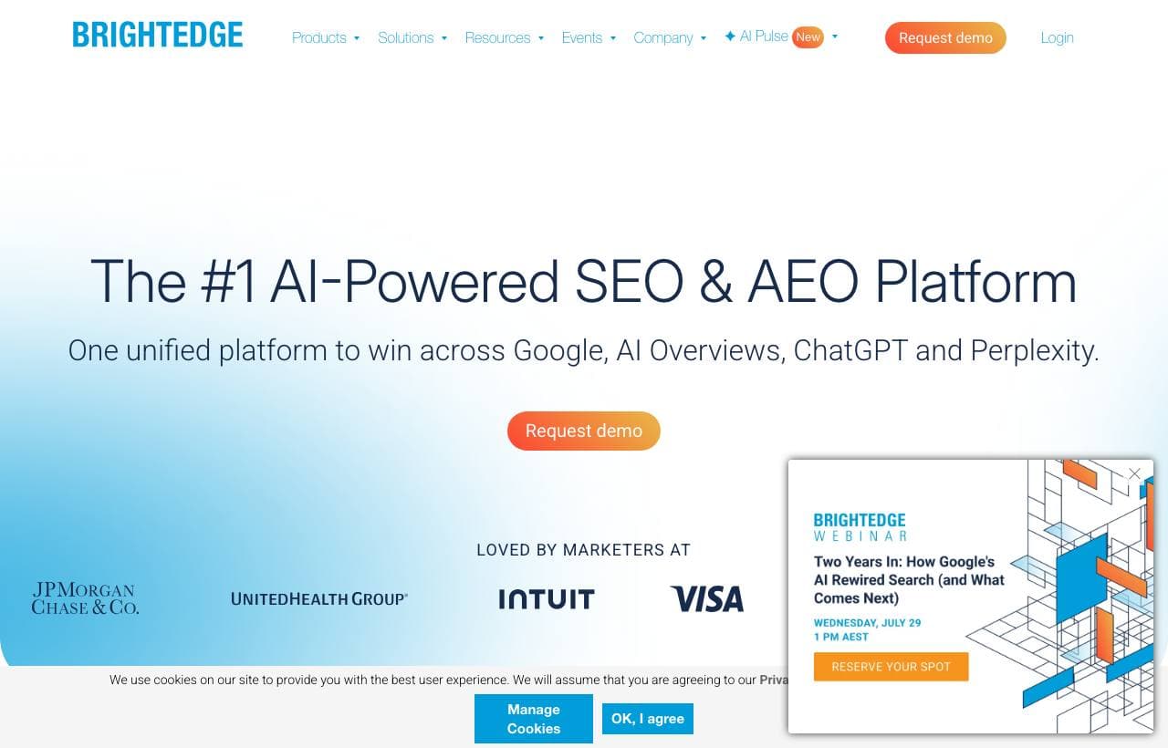 BrightEdge homepage screenshot