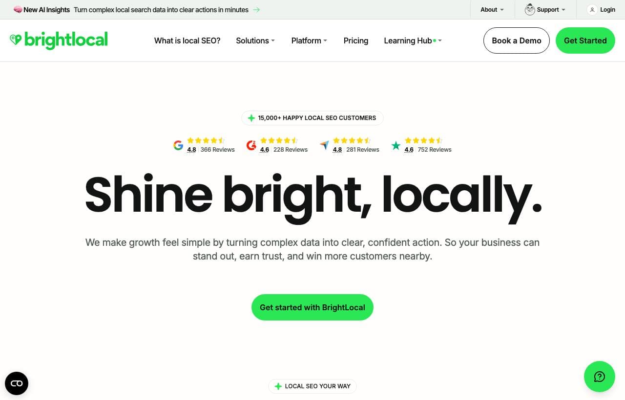 BrightLocal homepage screenshot