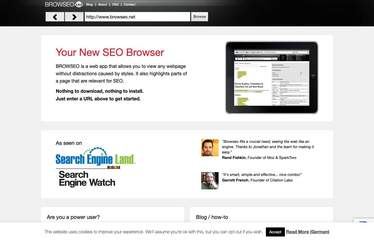 BROWSEO homepage screenshot
