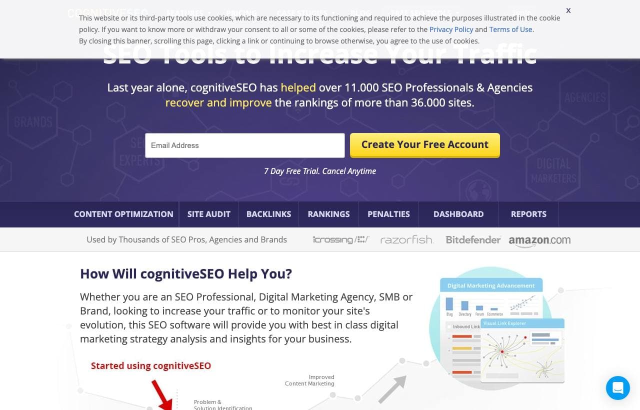 CognitiveSEO homepage screenshot