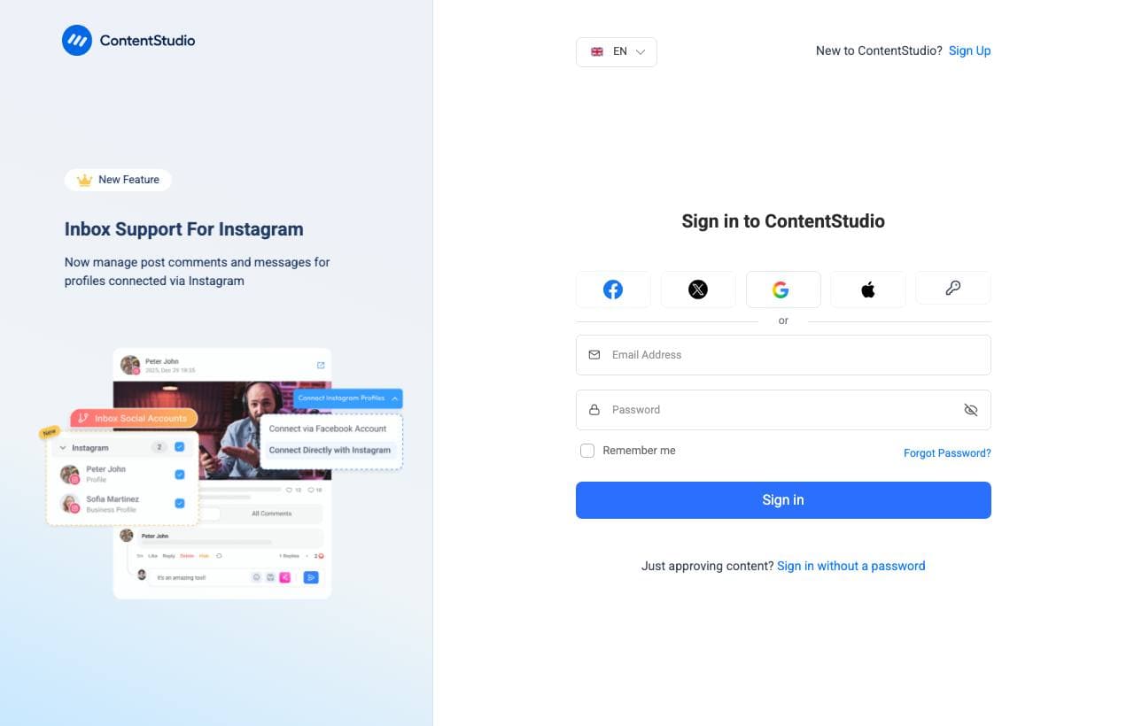 ContentStudio homepage screenshot