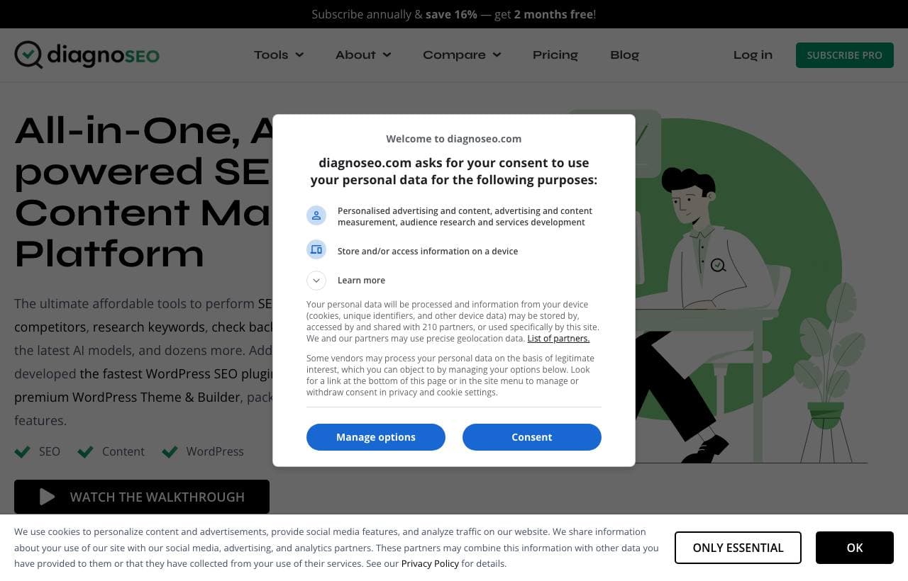 DiagnoSEO homepage screenshot