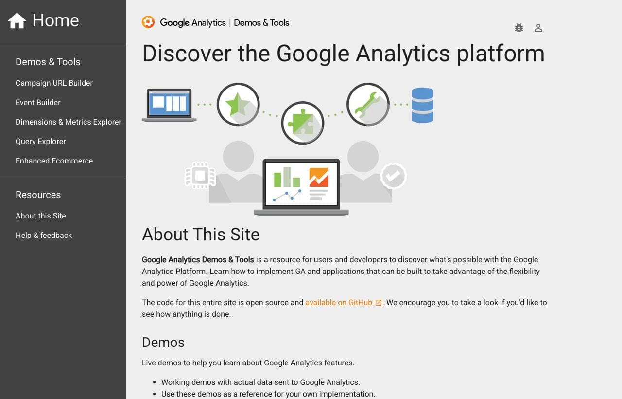 Google Analytics URL Builder homepage screenshot