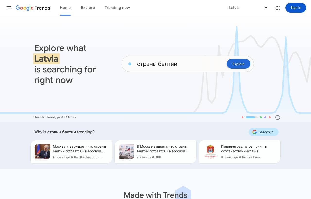 Google Trends homepage screenshot
