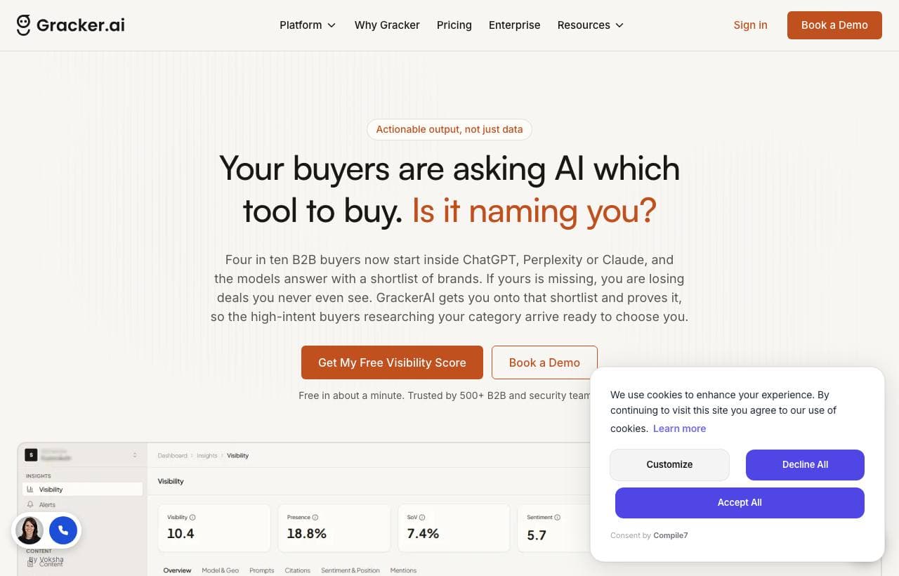 GrackerAI homepage screenshot