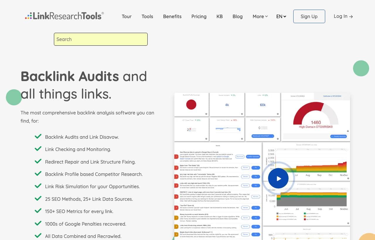 linkresearchtools homepage screenshot