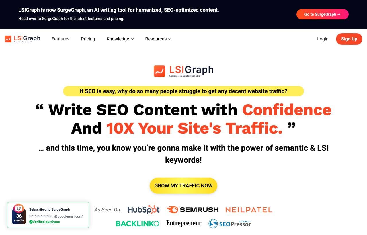 LSIGraph homepage screenshot