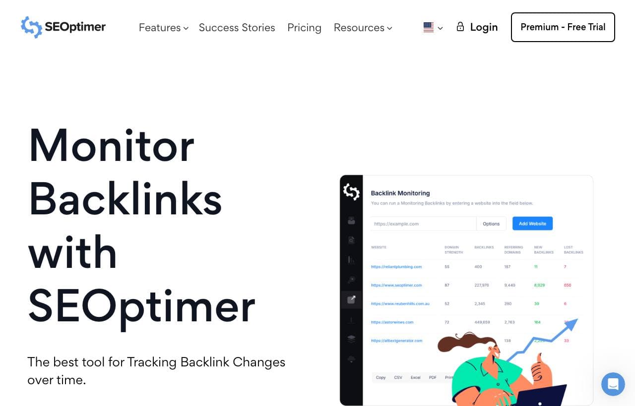 Monitor Backlinks homepage screenshot