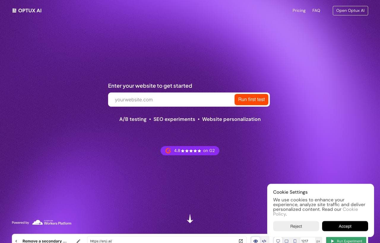 OptimalUX homepage screenshot