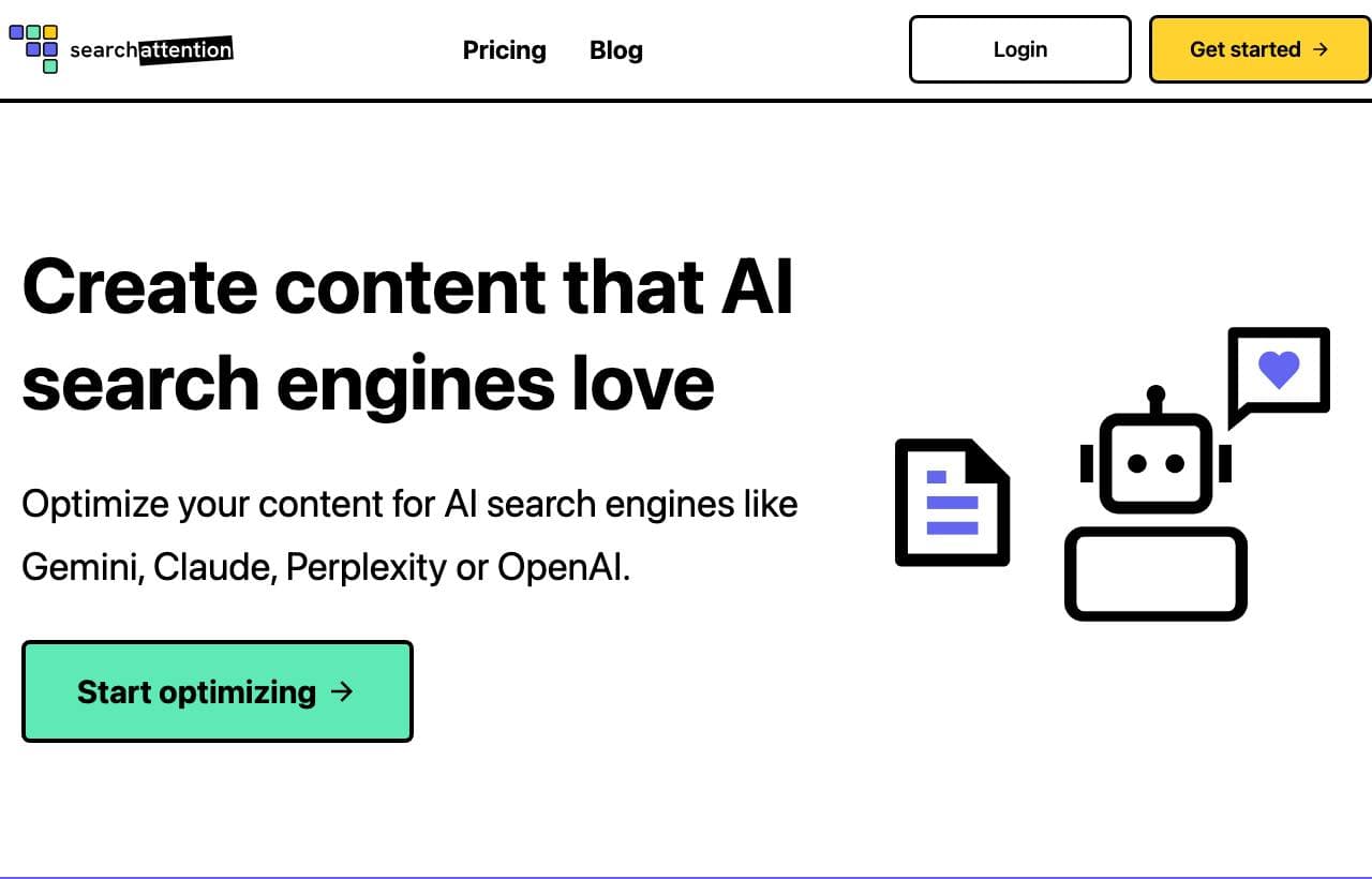 SearchAttention homepage screenshot