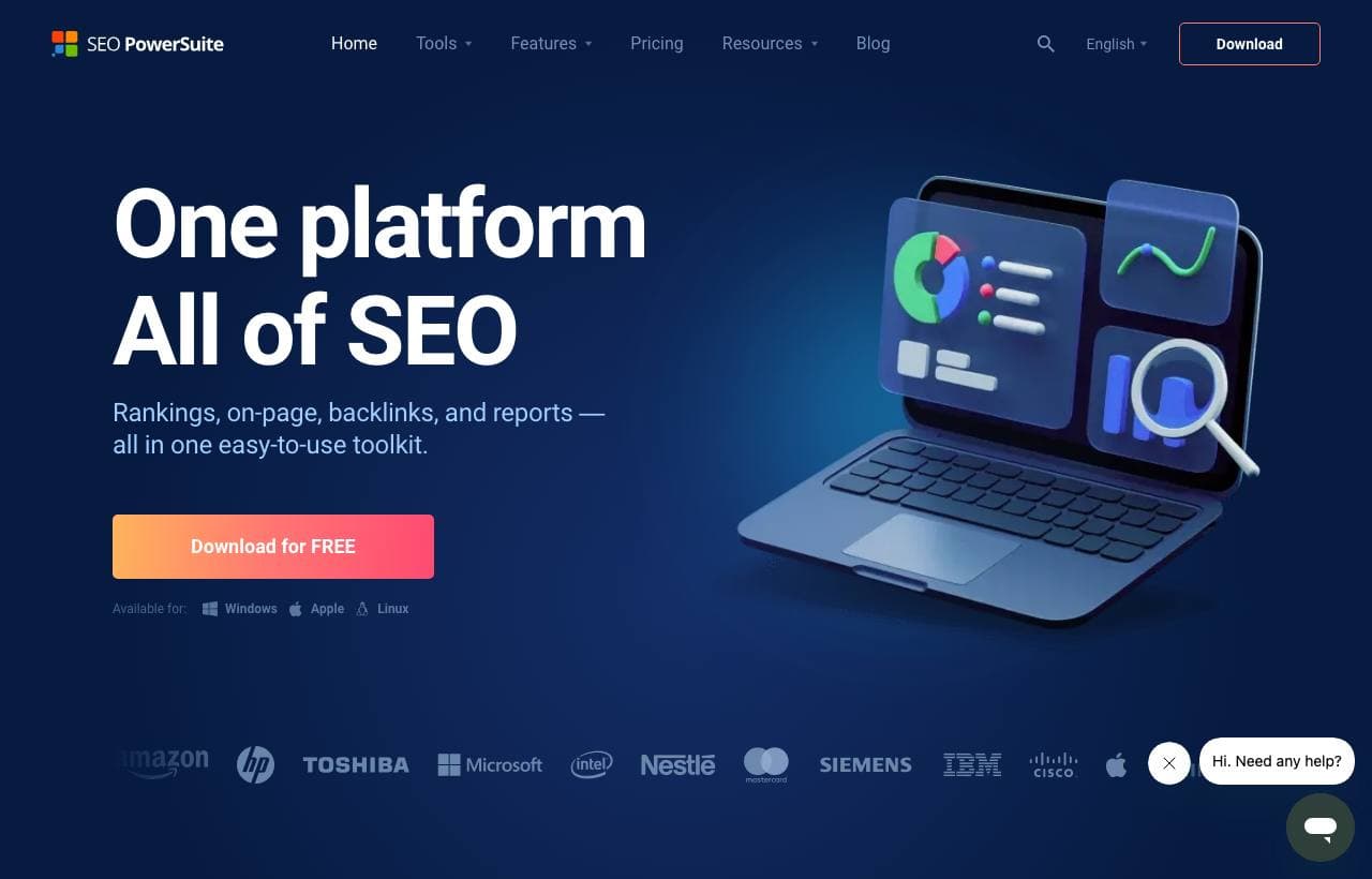 SEO PowerSuite homepage screenshot