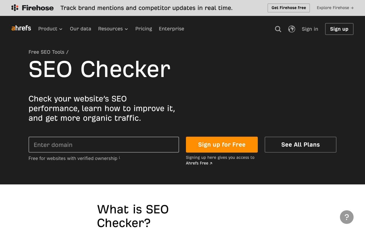 SEO Web Page Analyzer homepage screenshot