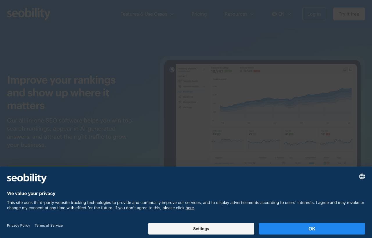 Seobility homepage screenshot