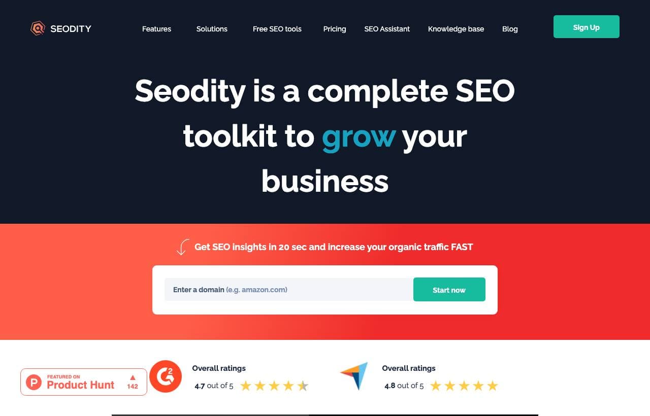 Seodity homepage screenshot