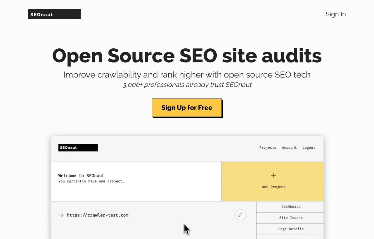 SEOnaut homepage screenshot