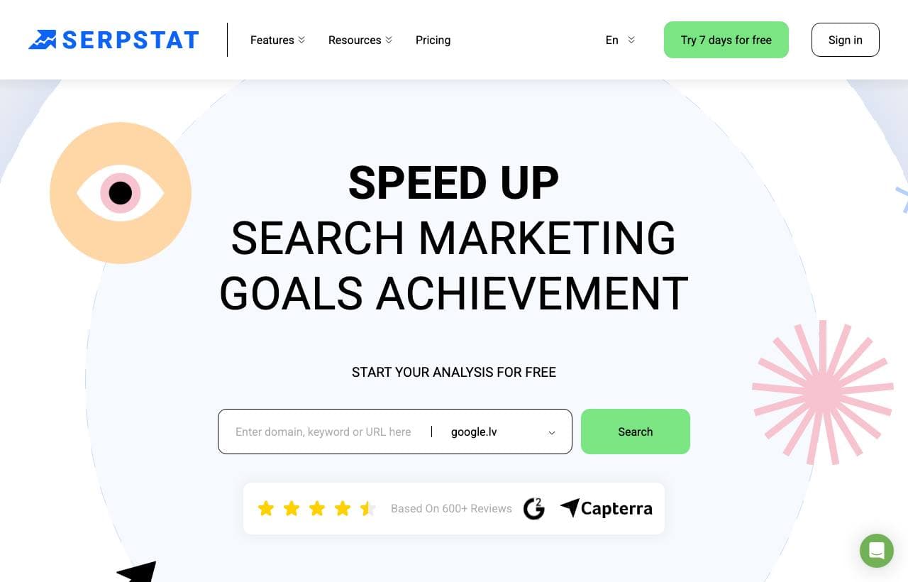 Serpstat homepage screenshot