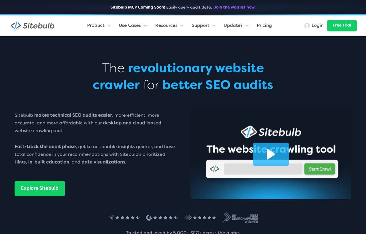 Sitebulb homepage screenshot