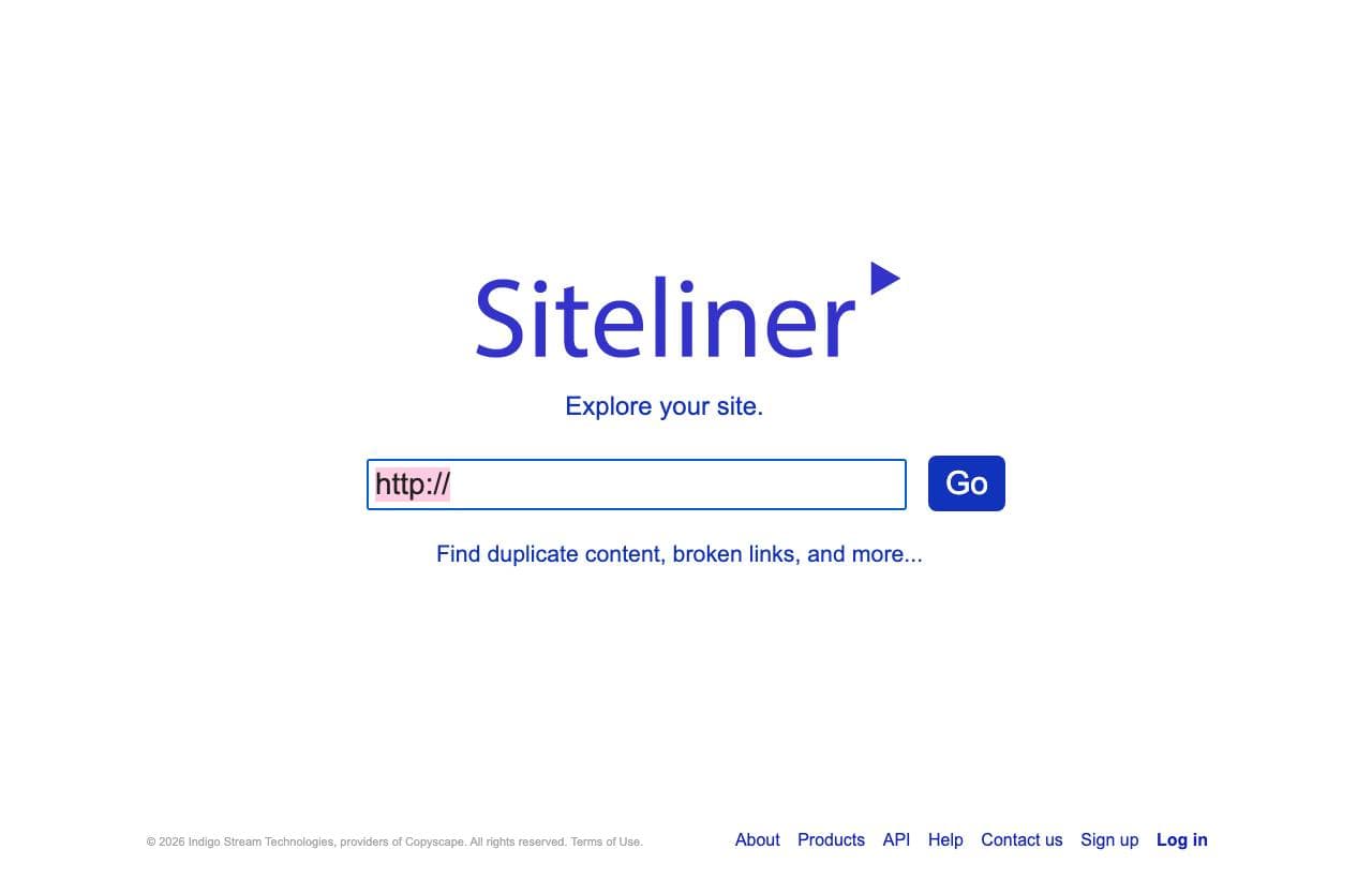 Siteliner homepage screenshot