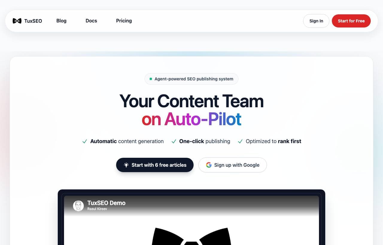 TuxSEO homepage screenshot