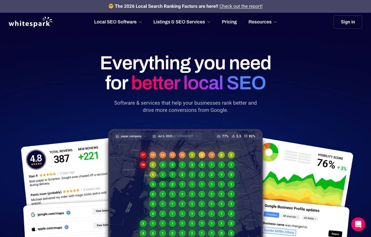 Whitespark homepage screenshot