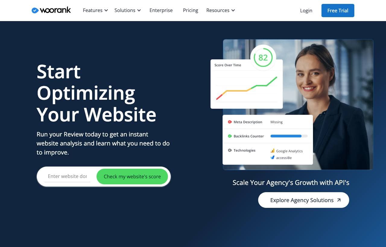 Woorank homepage screenshot