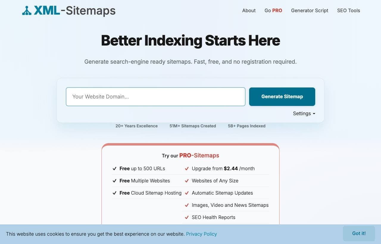 XML Sitemap Checker homepage screenshot