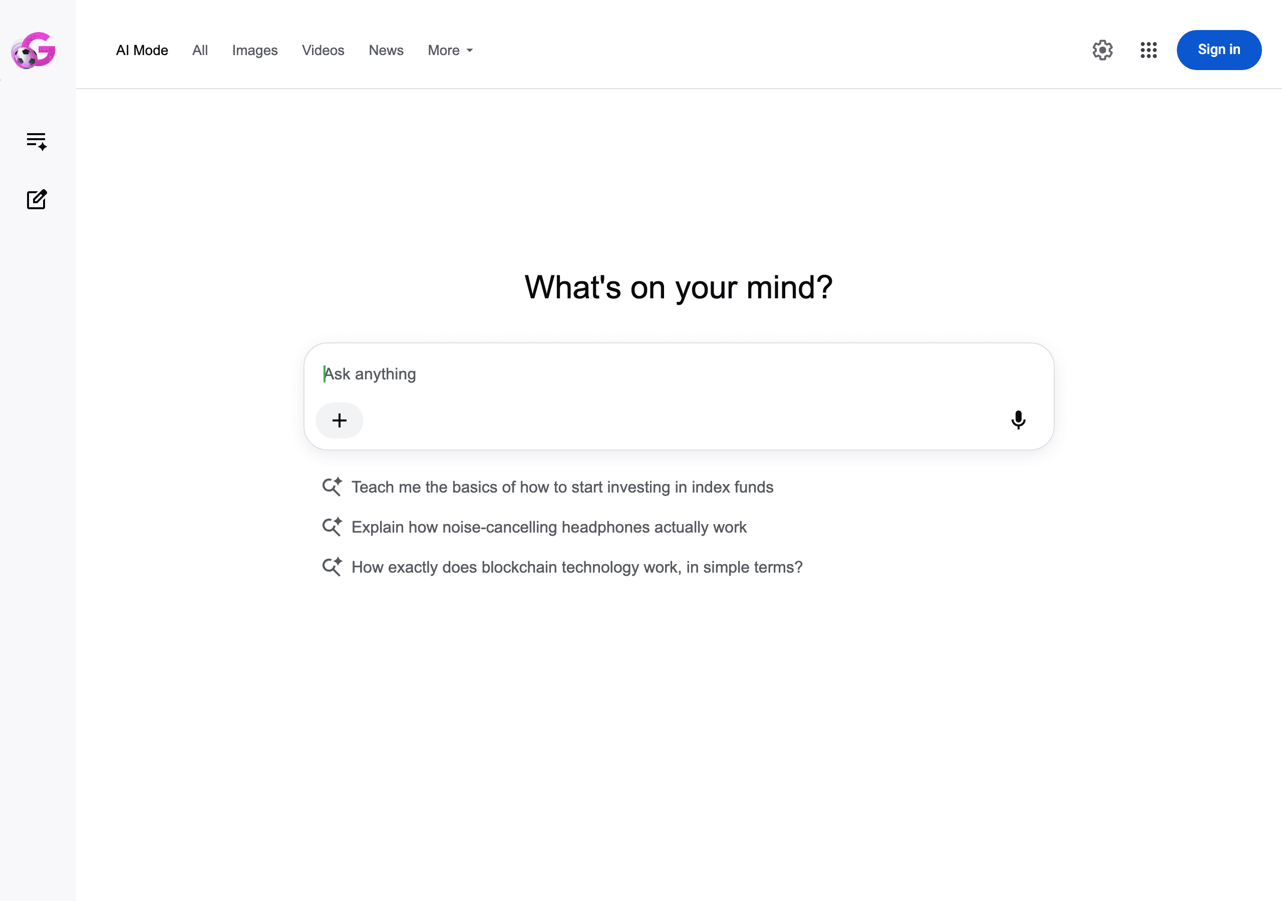 Google AI Mode conversational search interface