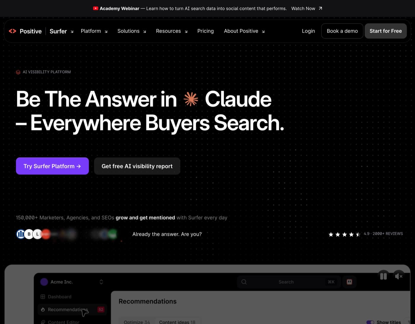 Surfer homepage