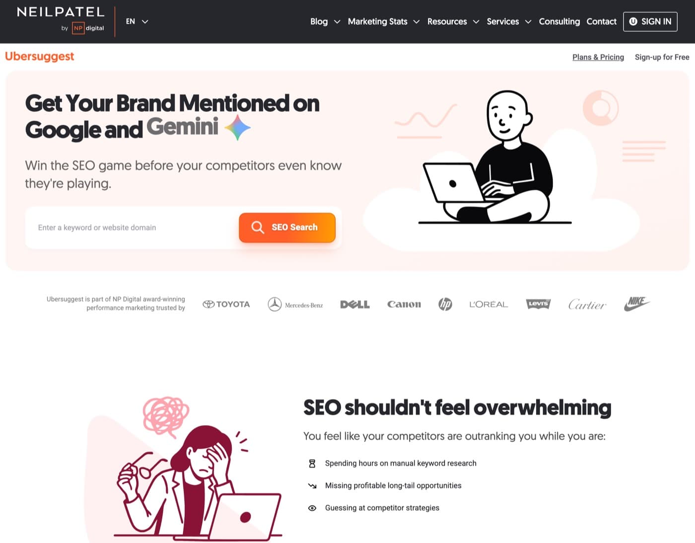 Ubersuggest product page