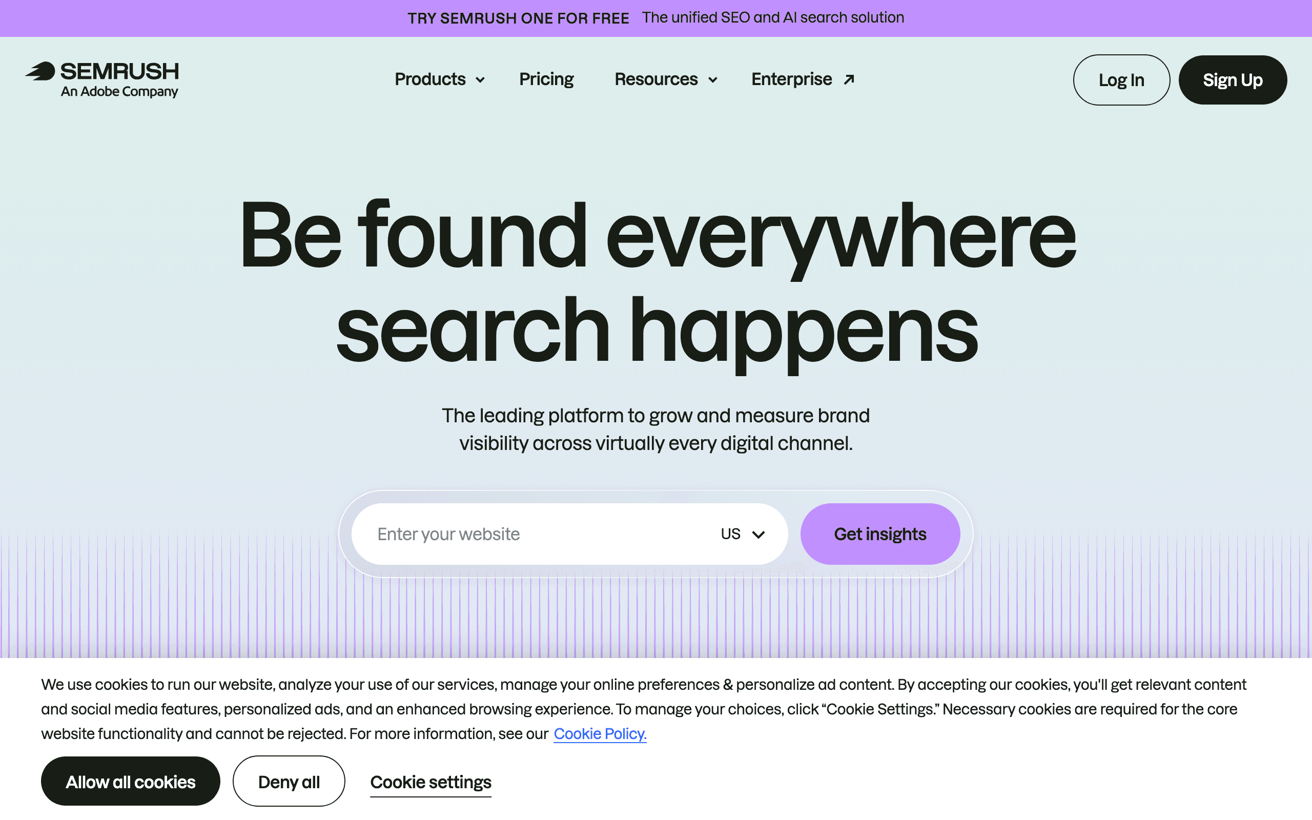 SEMrush homepage