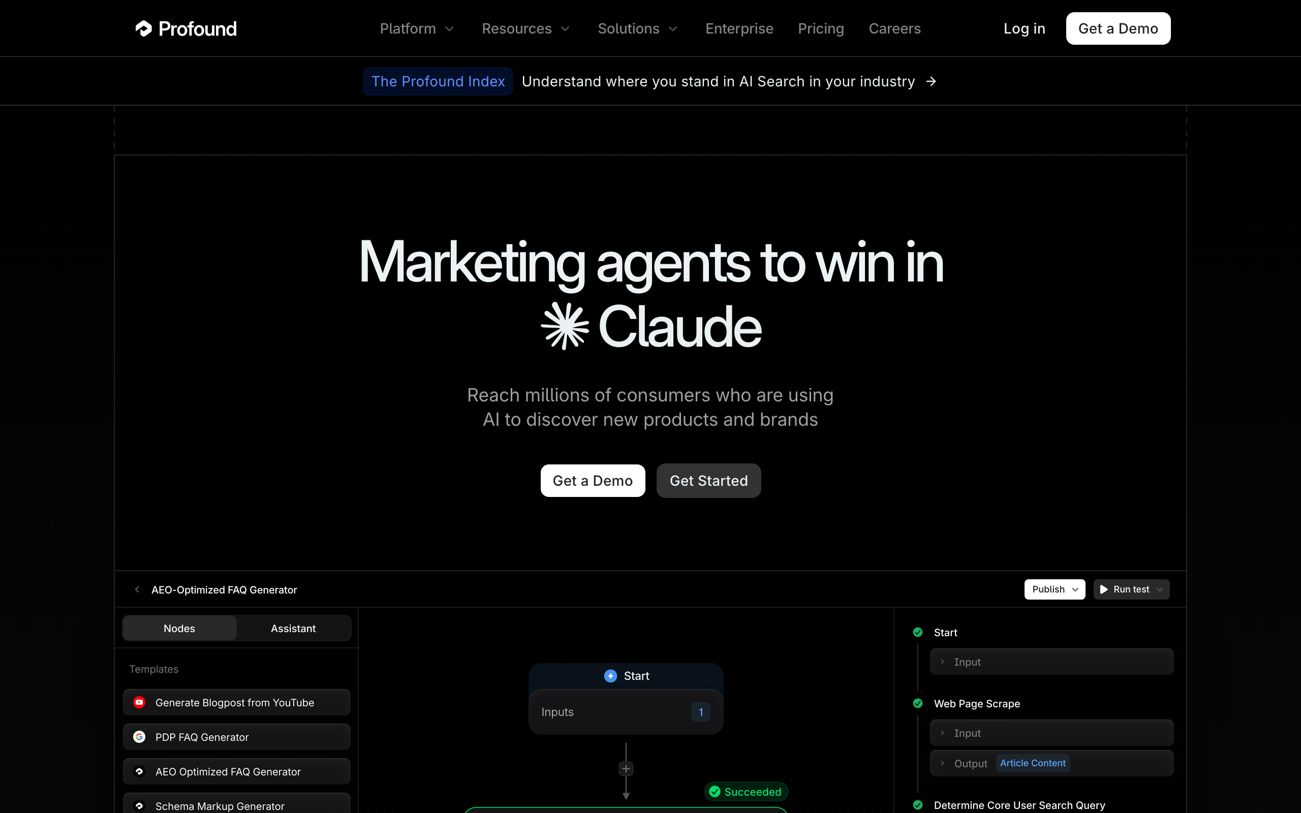 Profound's answer engine optimisation platform, one of several enterprise tools in the AI visibility market.