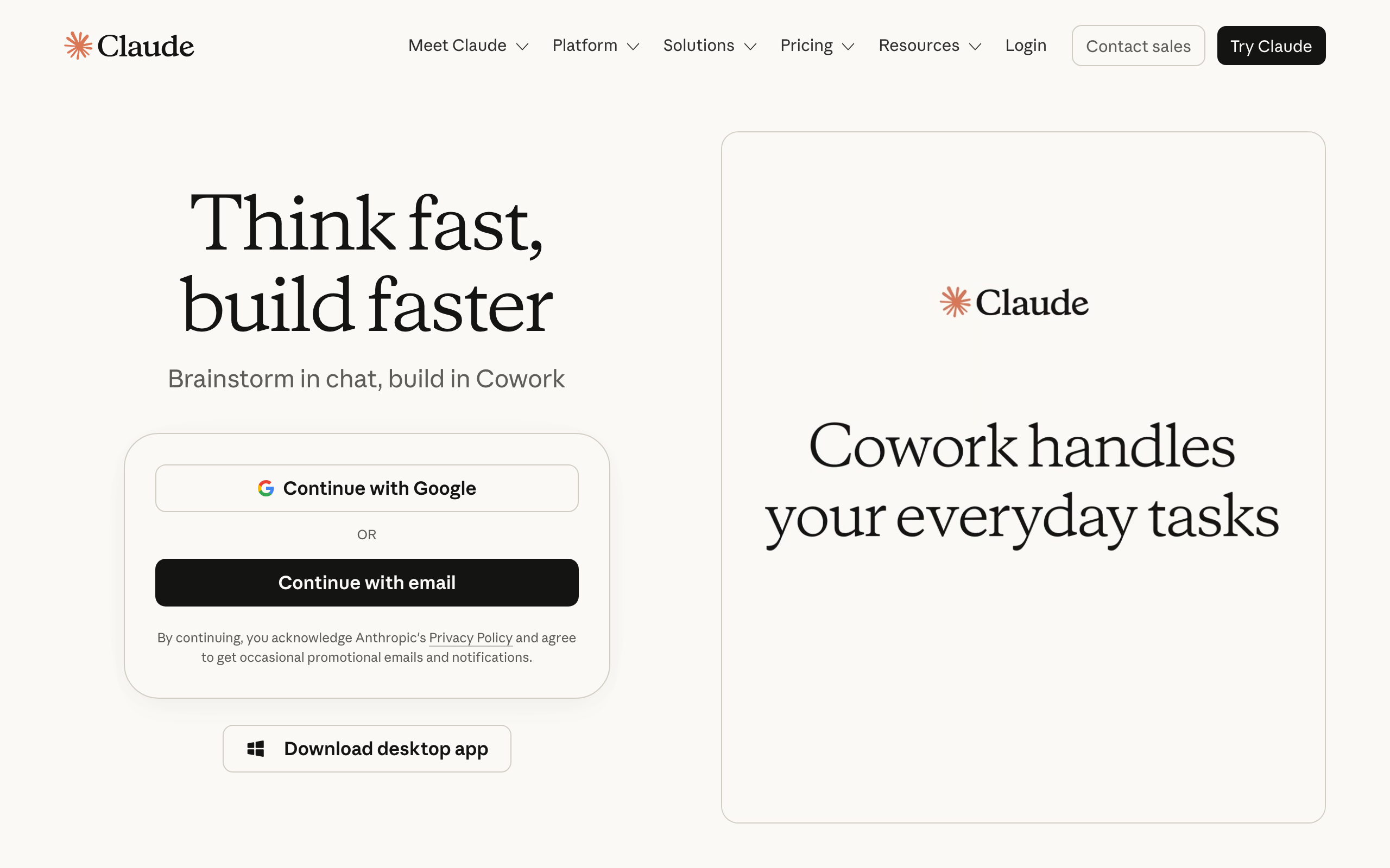 Claude's homepage