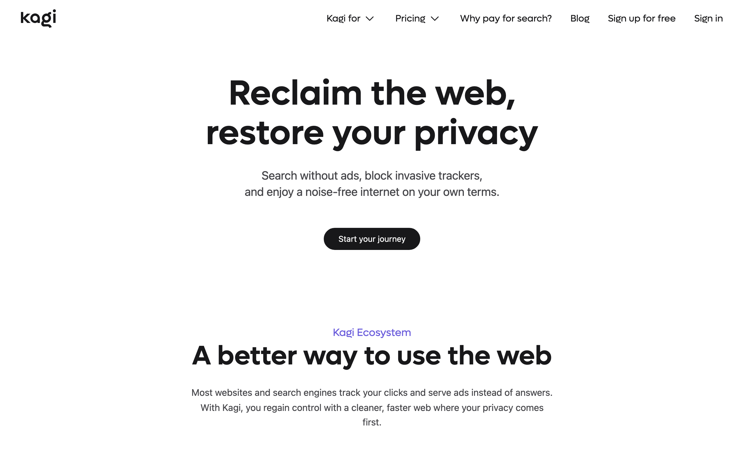 Kagi's homepage