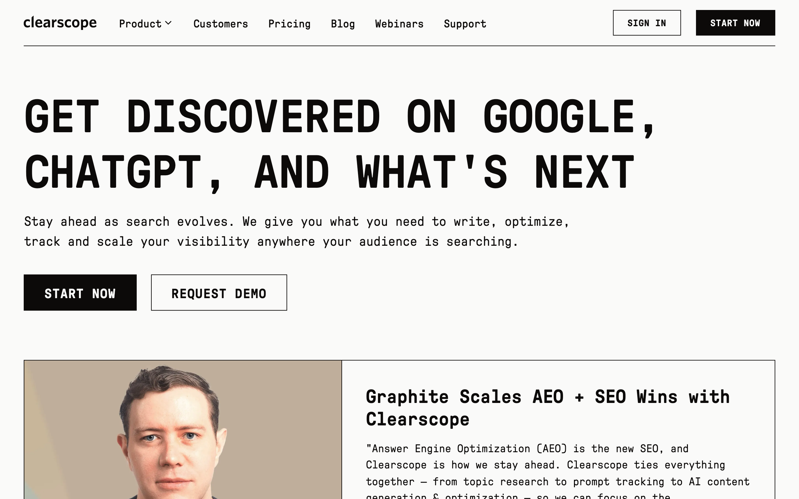 Clearscope homepage
