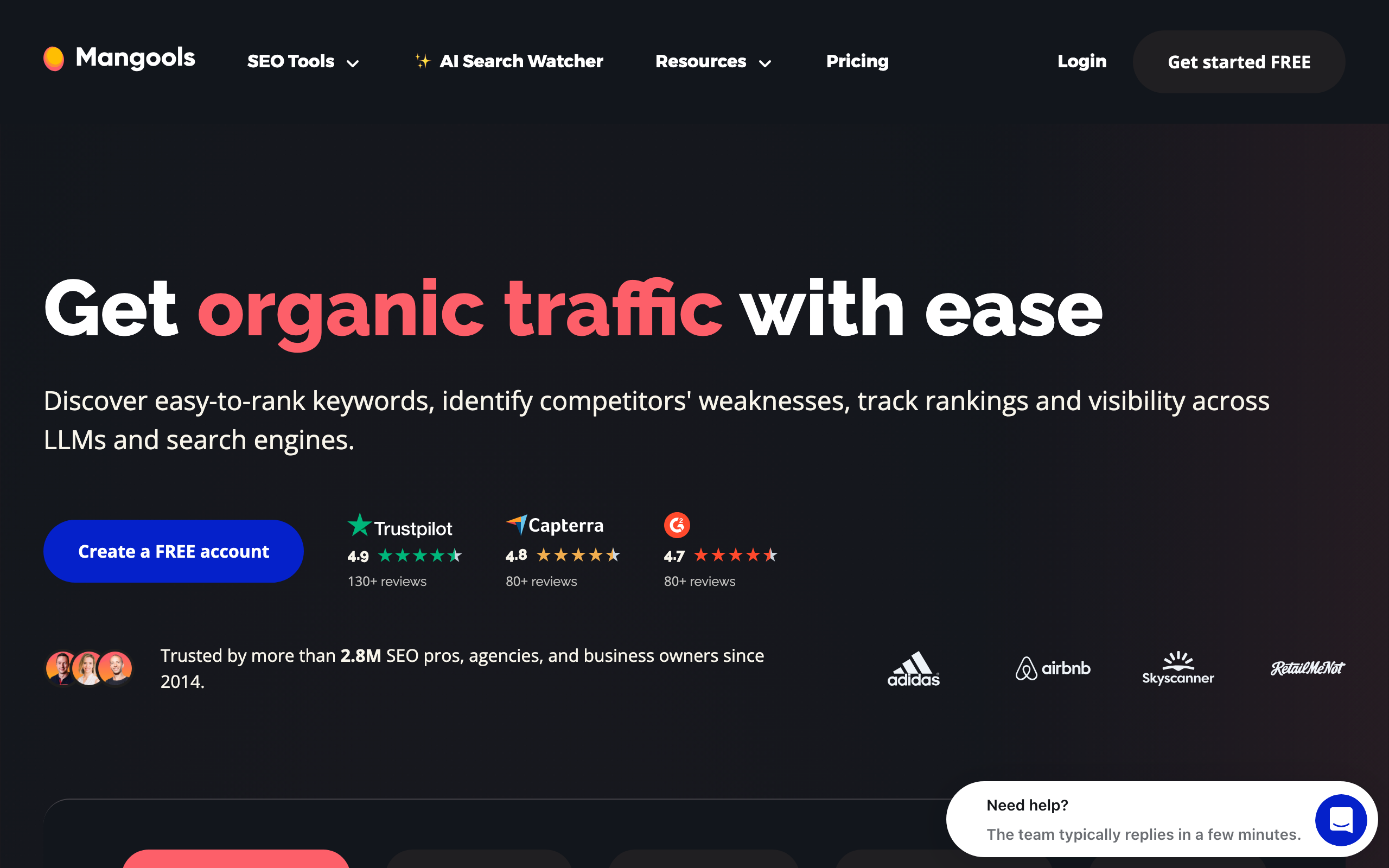 Mangools homepage