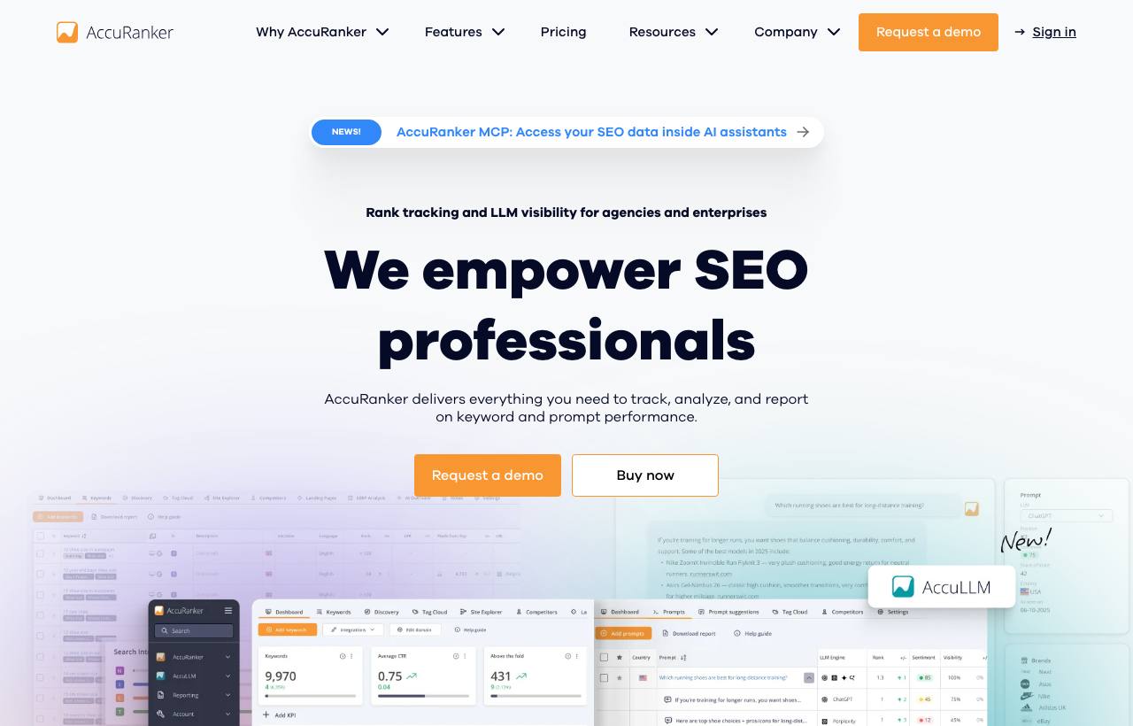 AccuRanker homepage screenshot