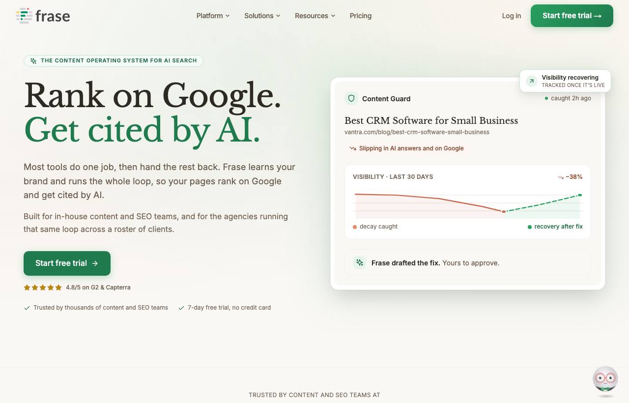 Frase homepage screenshot