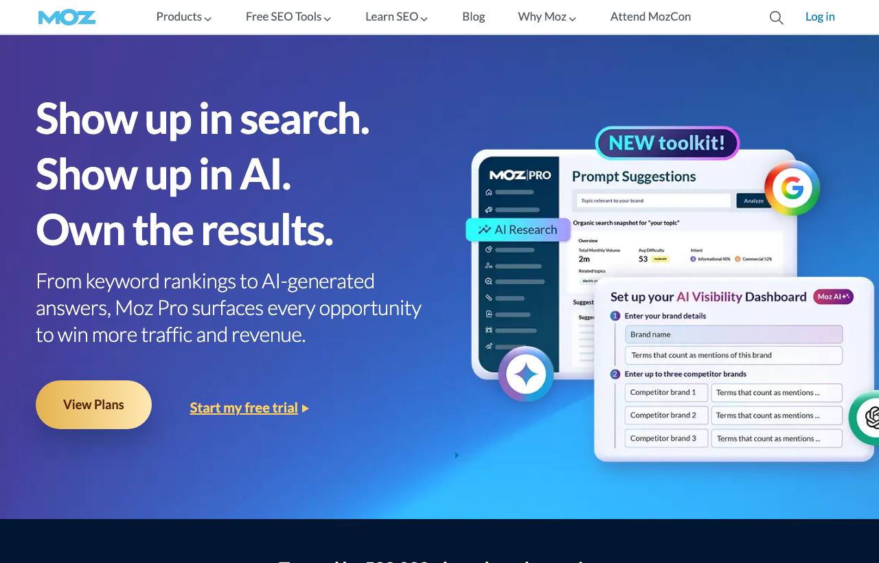 Moz Pro homepage screenshot