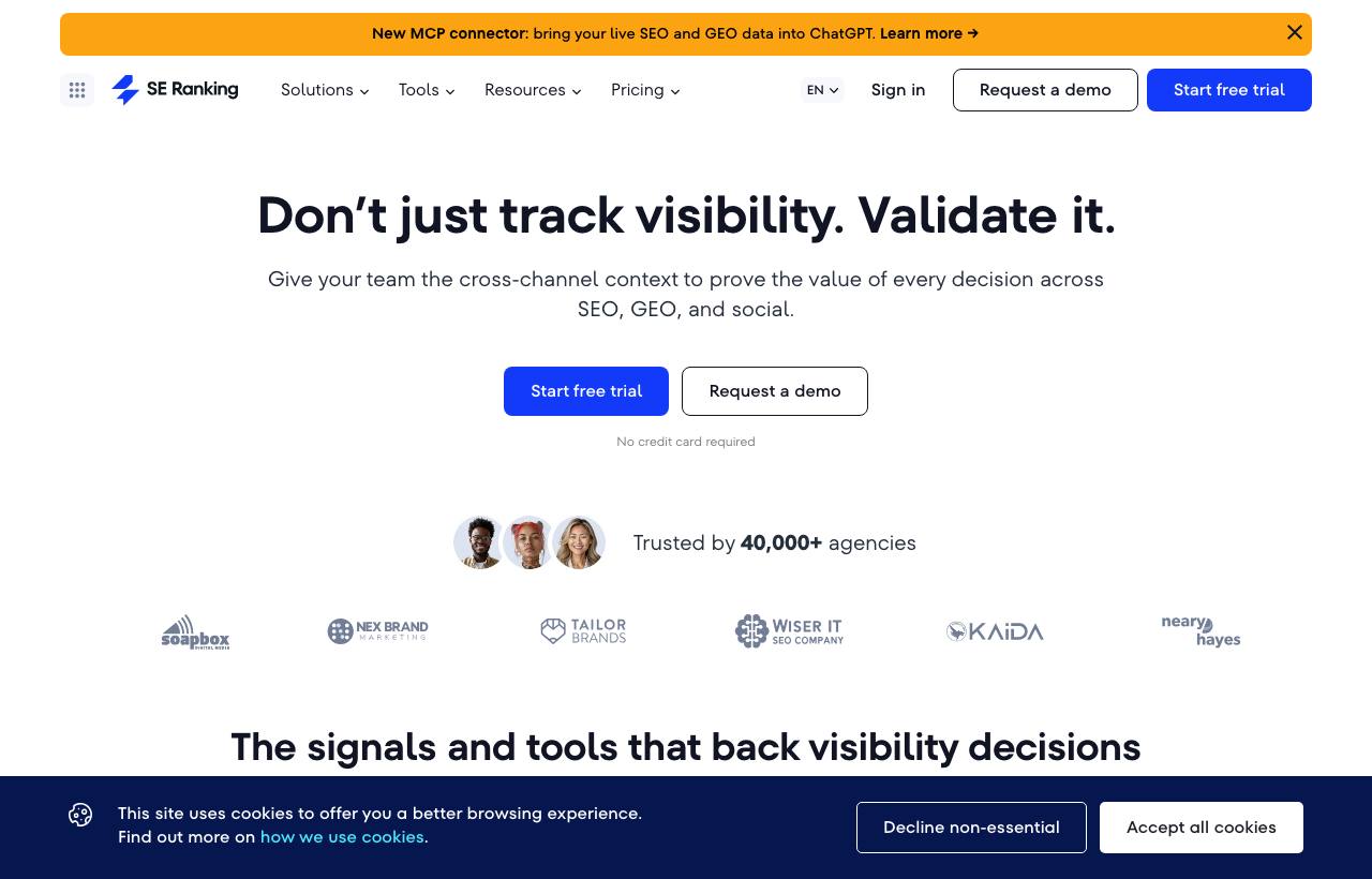 SE Ranking homepage screenshot
