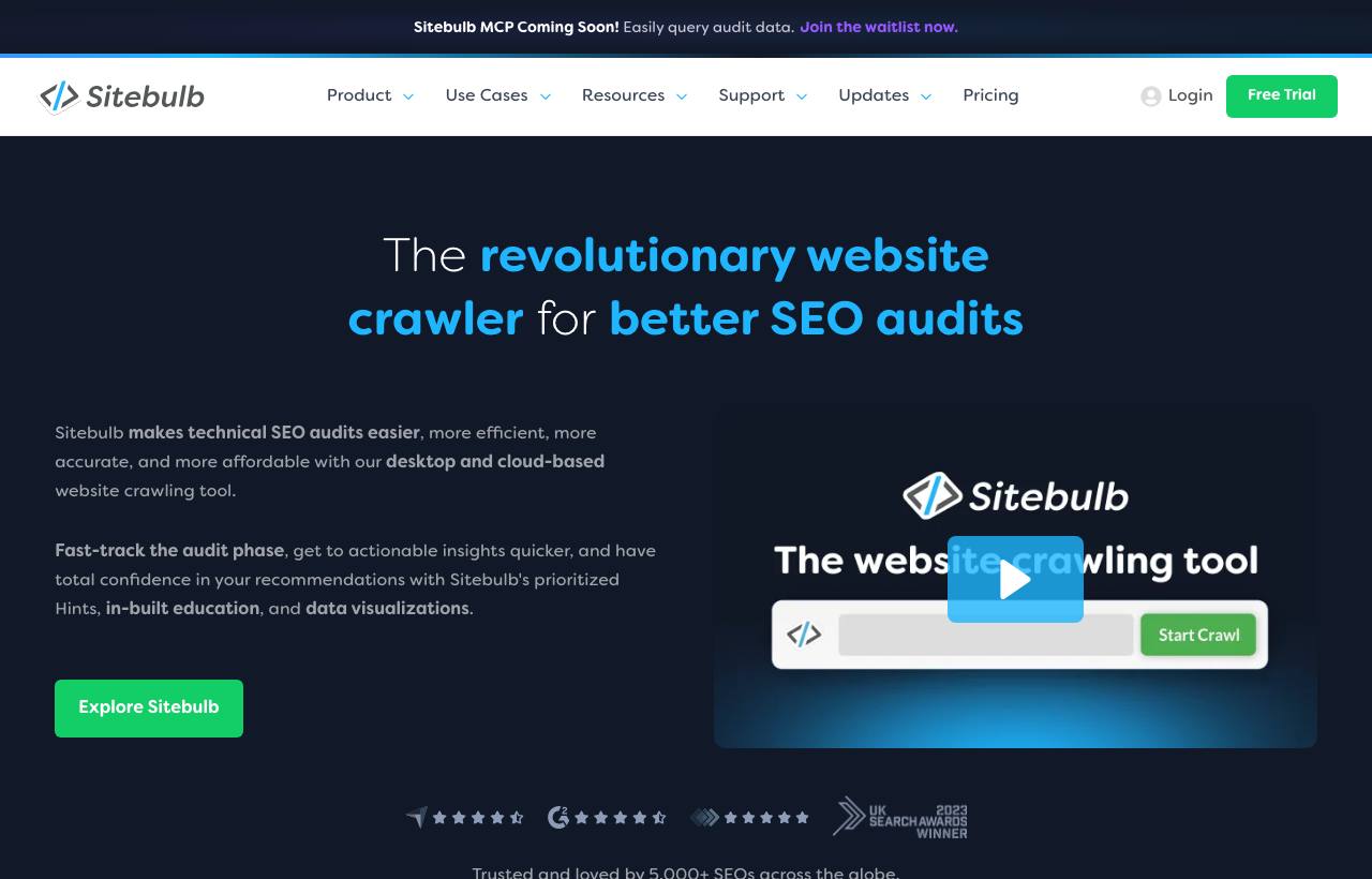 Sitebulb homepage screenshot